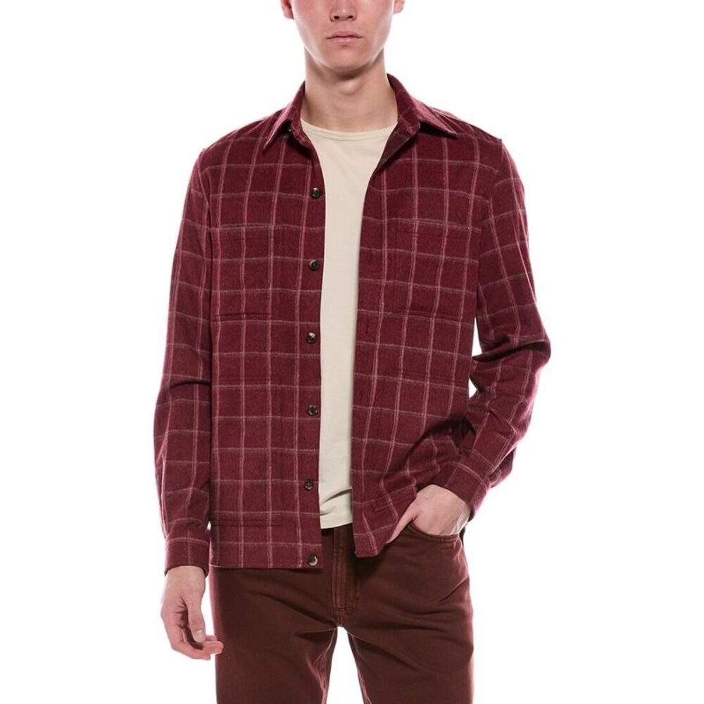 Isaia Mens Wool & Cashmere-Blend Shirt, Pink